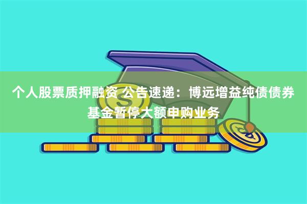 个人股票质押融资 公告速递：博远增益纯债债券基金暂停大额申购业务